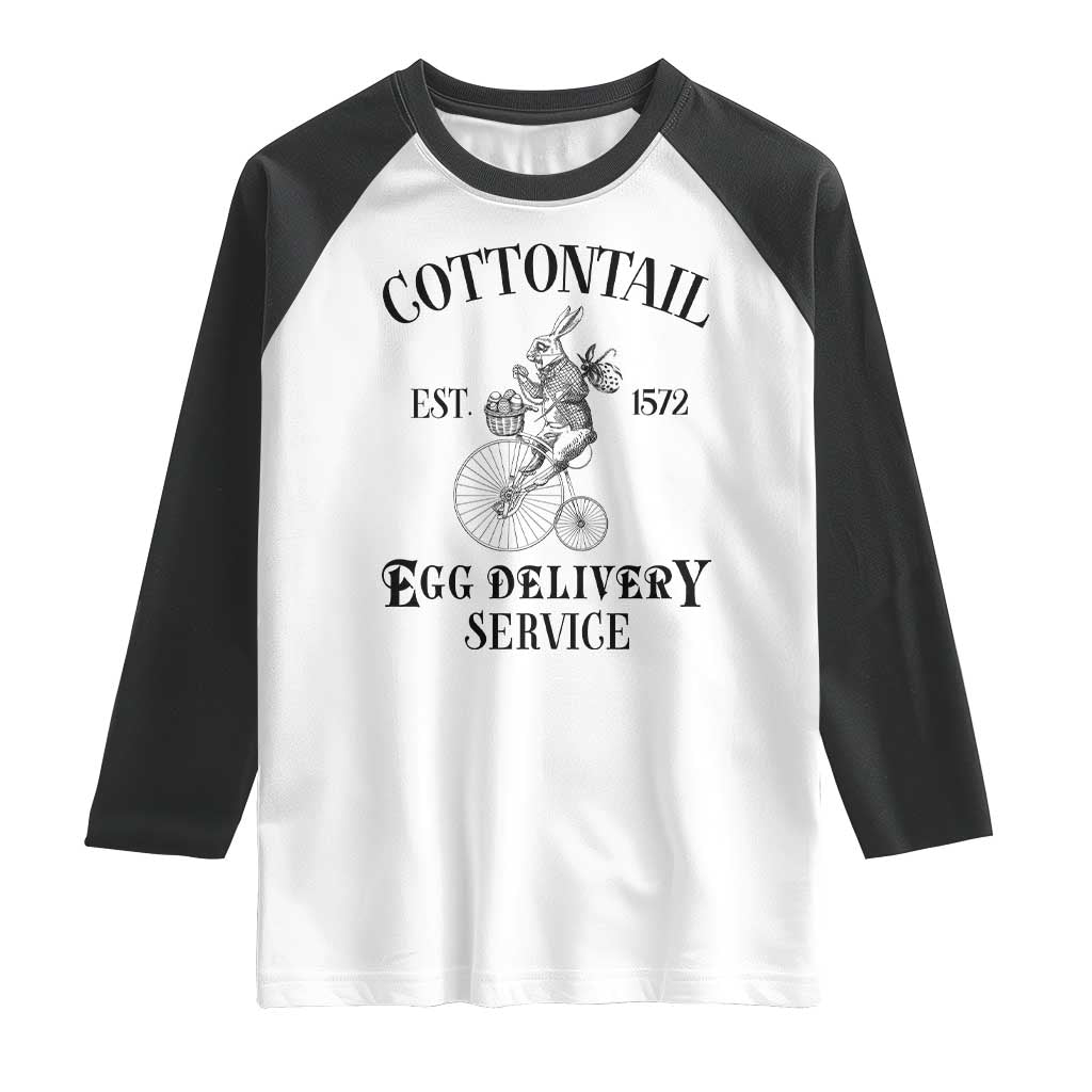 Funny Easter Day Cottontail Egg Delivery Service Raglan Shirt Bunny Rabbit TS11 White Black Print Your Wear