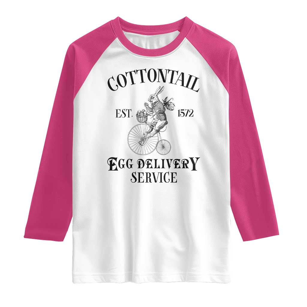 Funny Easter Day Cottontail Egg Delivery Service Raglan Shirt Bunny Rabbit TS11 White Heliconia Print Your Wear
