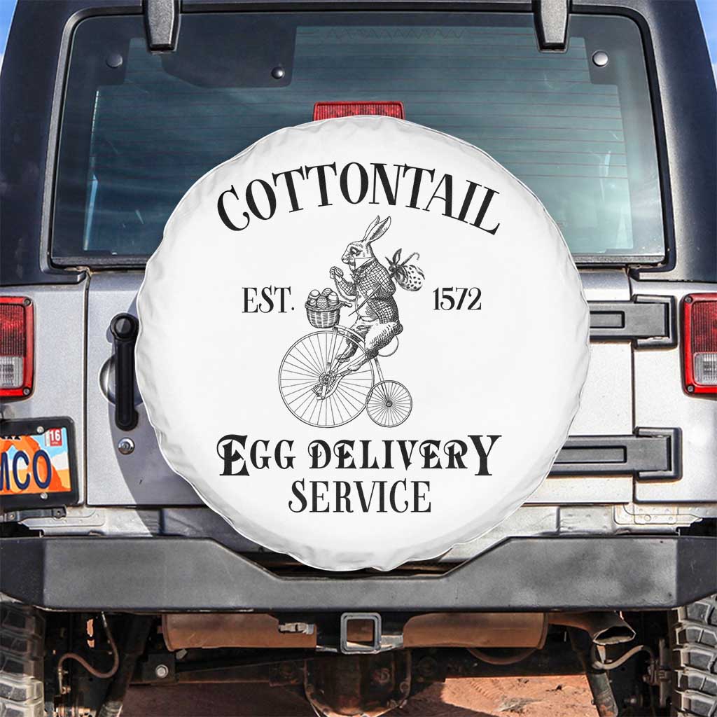 Funny Easter Day Cottontail Egg Delivery Service Spare Tire Cover Bunny Rabbit TS11 No hole White Print Your Wear