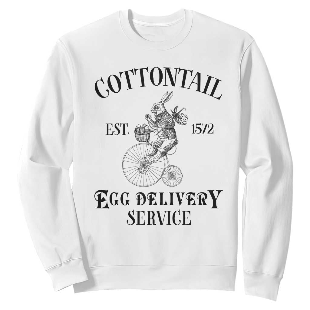 Funny Easter Day Cottontail Egg Delivery Service Sweatshirt Bunny Rabbit TS11 White Print Your Wear