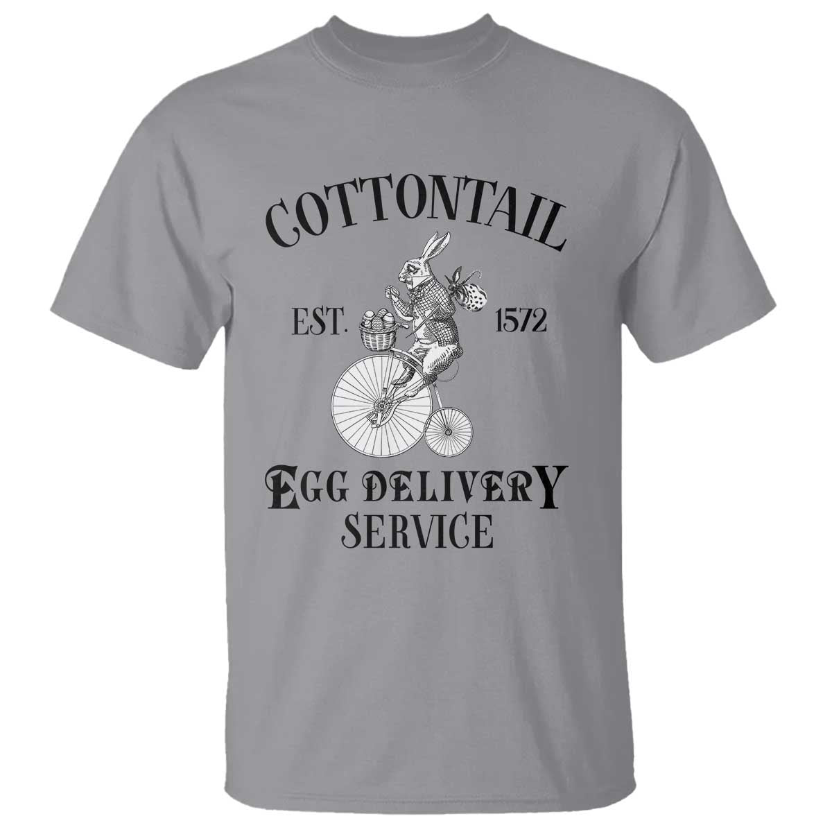 Funny Easter Day Cottontail Egg Delivery Service T Shirt Bunny Rabbit TS11 Sport Gray Print Your Wear