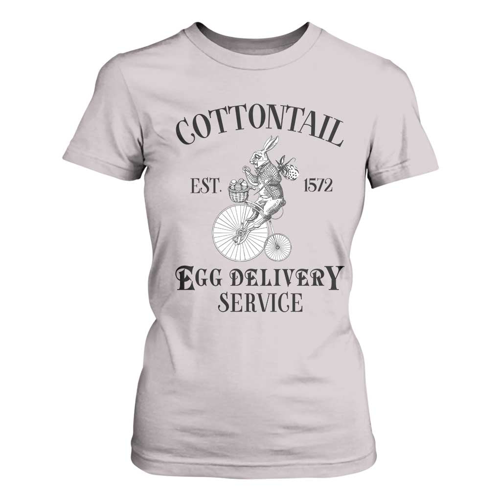 Funny Easter Day Cottontail Egg Delivery Service T Shirt For Women Bunny Rabbit TS11 Ice Gray Print Your Wear