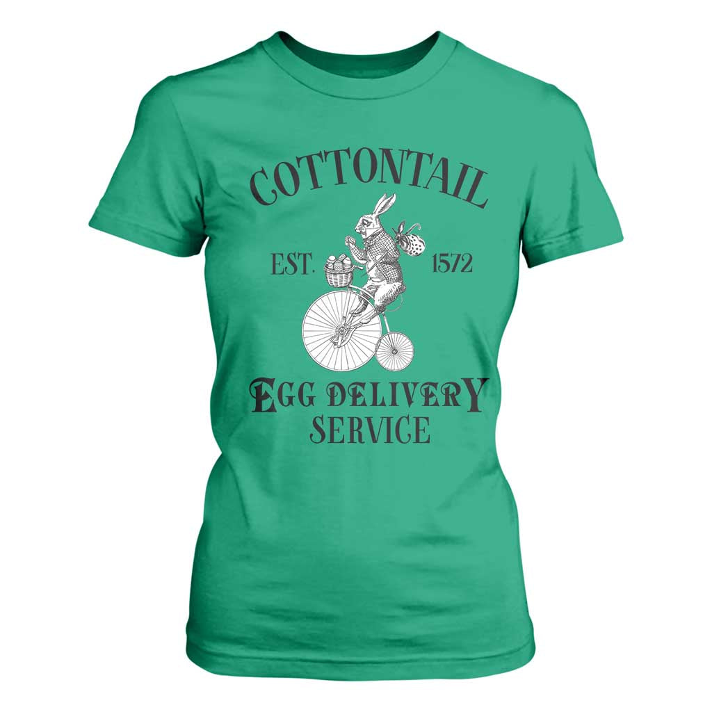 Funny Easter Day Cottontail Egg Delivery Service T Shirt For Women Bunny Rabbit TS11 Irish Green Print Your Wear