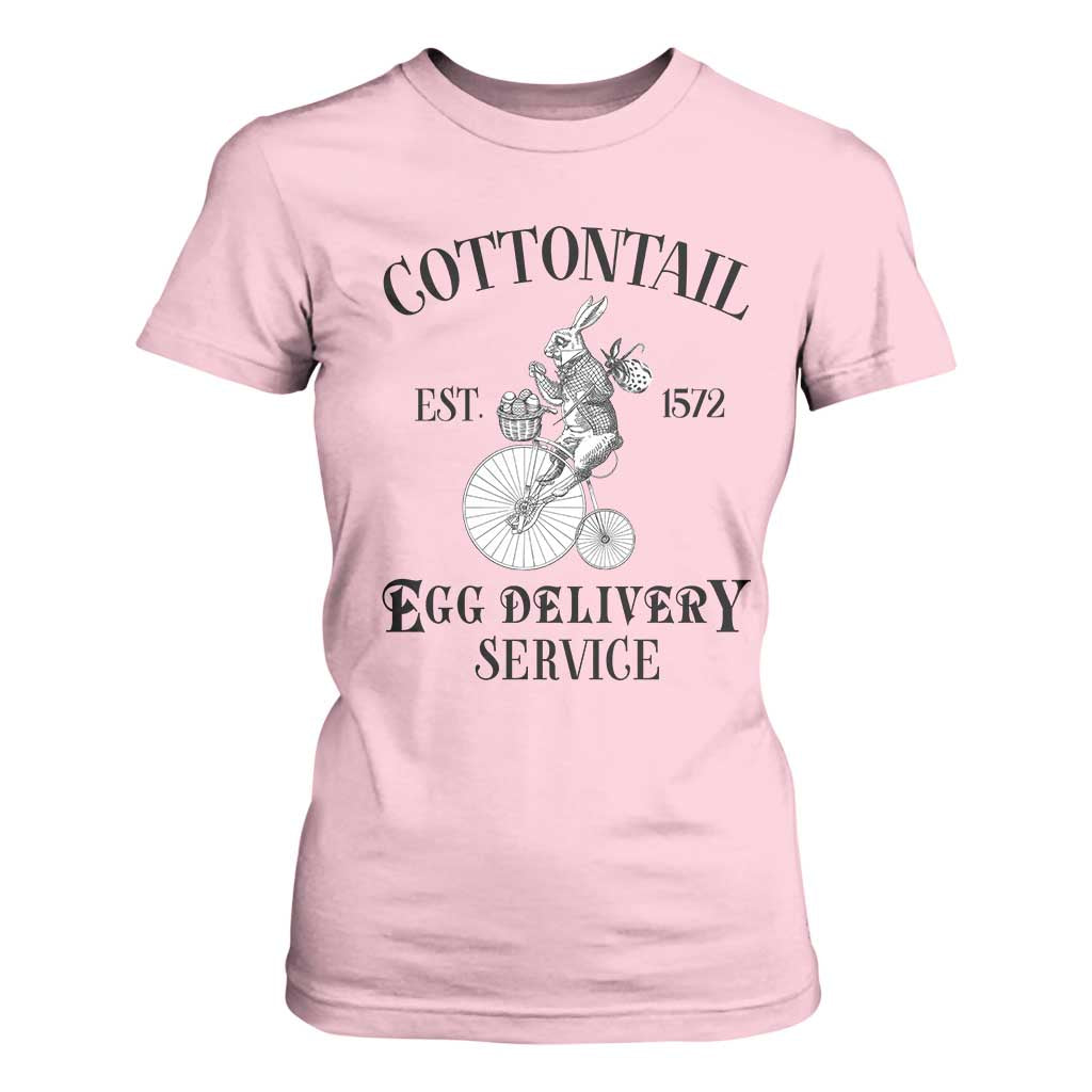 Funny Easter Day Cottontail Egg Delivery Service T Shirt For Women Bunny Rabbit TS11 Light Pink Print Your Wear