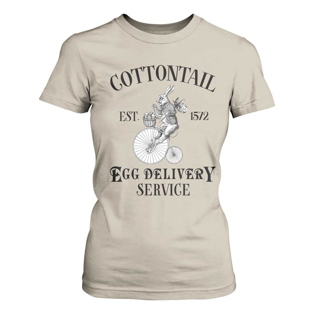 Funny Easter Day Cottontail Egg Delivery Service T Shirt For Women Bunny Rabbit TS11 Sand Print Your Wear