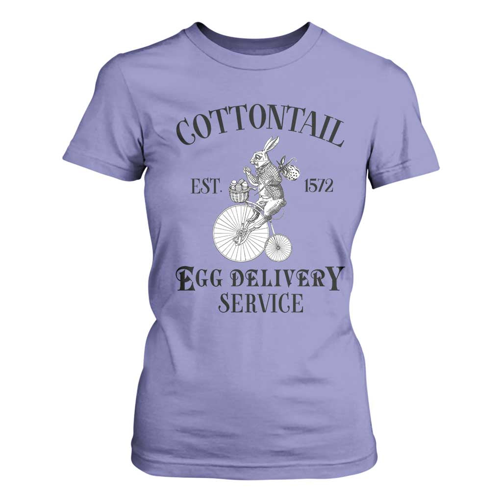 Funny Easter Day Cottontail Egg Delivery Service T Shirt For Women Bunny Rabbit TS11 Violet Print Your Wear