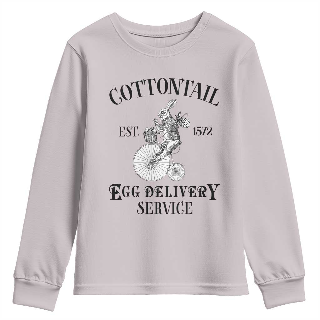 Funny Easter Day Cottontail Egg Delivery Service Youth Sweatshirt Bunny Rabbit TS11 Ice Gray Print Your Wear