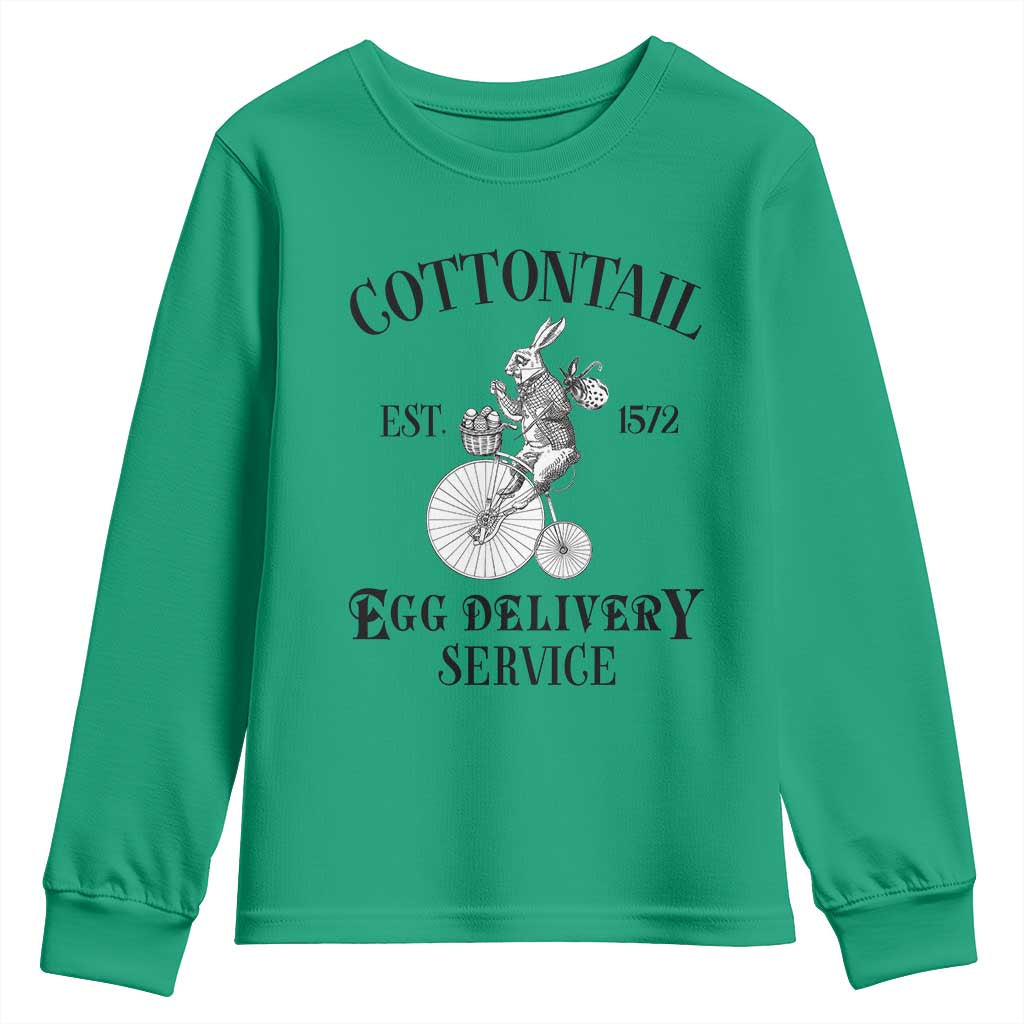 Funny Easter Day Cottontail Egg Delivery Service Youth Sweatshirt Bunny Rabbit TS11 Irish Green Print Your Wear