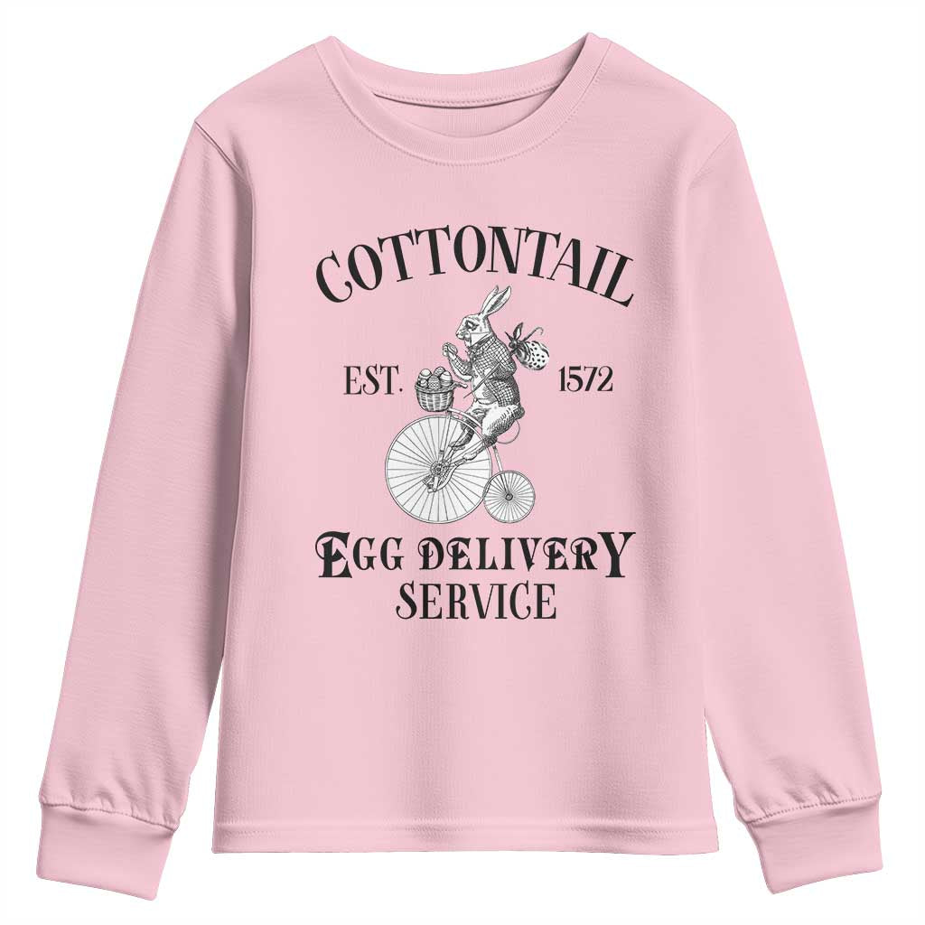 Funny Easter Day Cottontail Egg Delivery Service Youth Sweatshirt Bunny Rabbit TS11 Light Pink Print Your Wear