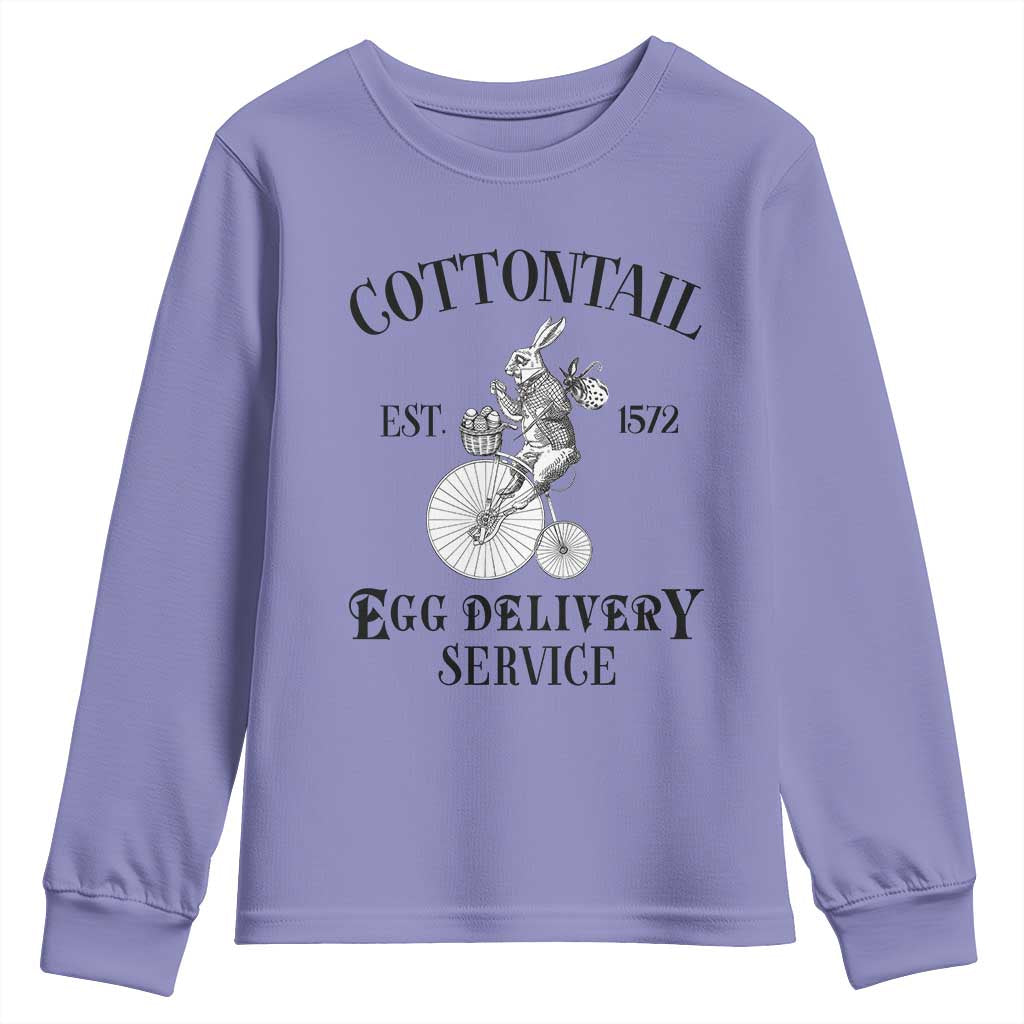 Funny Easter Day Cottontail Egg Delivery Service Youth Sweatshirt Bunny Rabbit TS11 Violet Print Your Wear