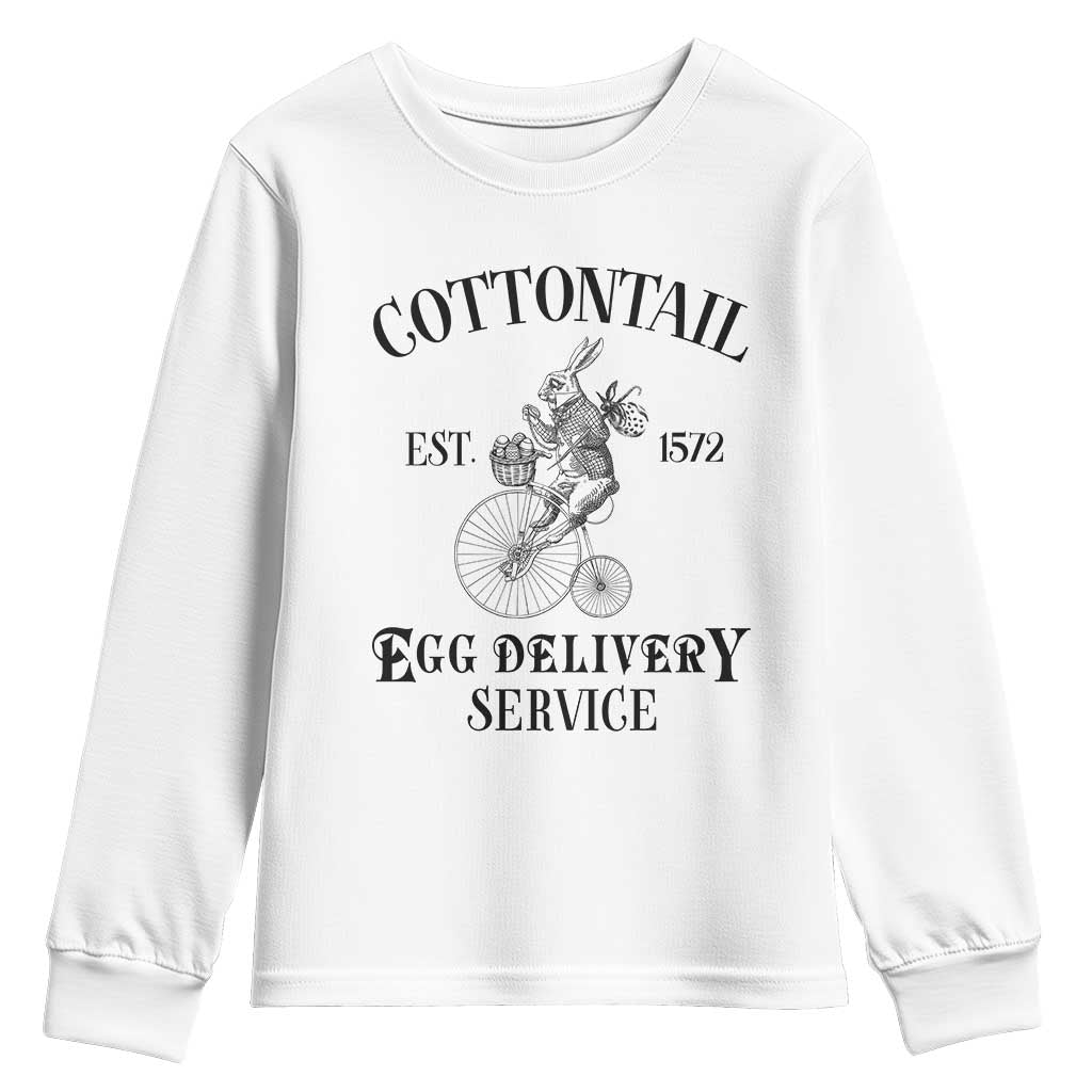 Funny Easter Day Cottontail Egg Delivery Service Youth Sweatshirt Bunny Rabbit TS11 White Print Your Wear