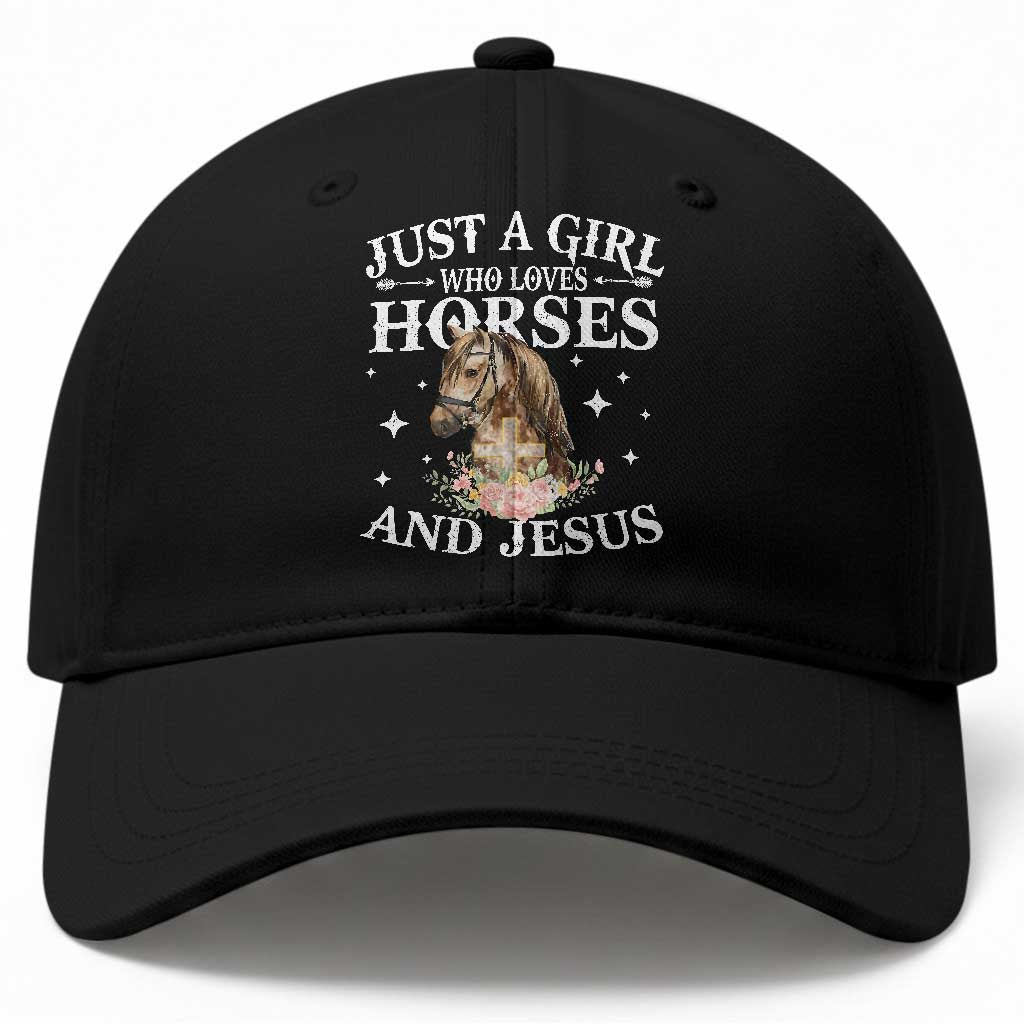 Just A Girl Who Loves Horses And Jesus Baseball Cap Christian Girls Horse TS11 Print Your Wear