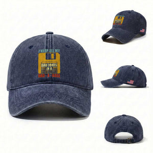 Funny I Keep All My Dad Jokes In A Dad A Base Washed Cotton Baseball Cap Fathers Day TS11 Washed Cap Universal Fit Navy Print Your Wear