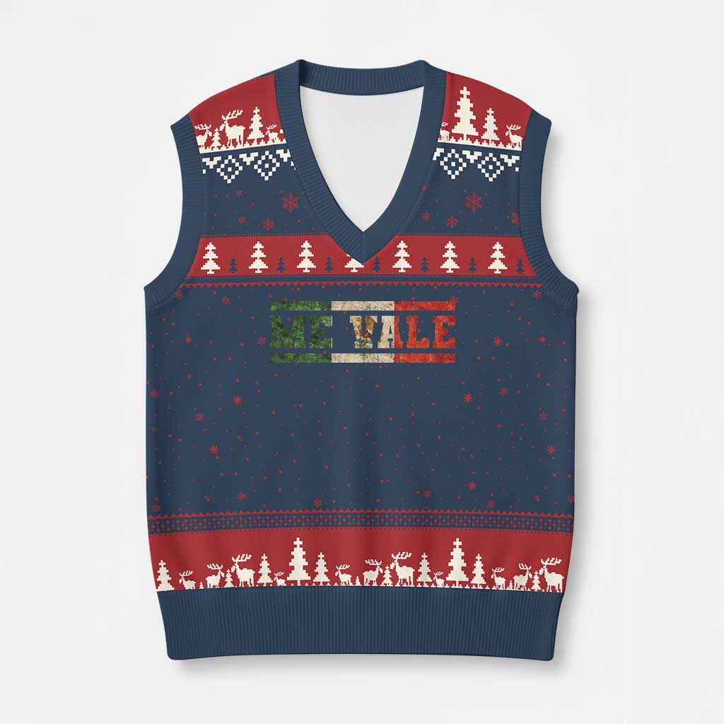 Me Vale Mexican Flag Latino Spanish Slang V-Neck Knit Sweater Vest TS11 Navy Red Print Your Wear