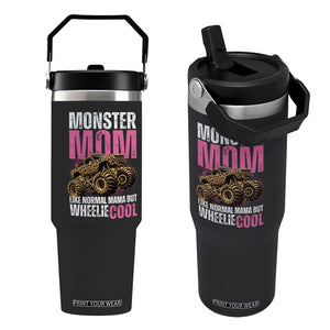 Monster Mom Like Normal Mama But Wheelie Cool Flip Straw Tumbler Monster Truck Mama TS11 One Size: 30 oz Black Print Your Wear
