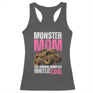 Monster Mom Like Normal Mama But Wheelie Cool Racerback Tank Top Monster Truck Mama TS11 Dark Heather Print Your Wear