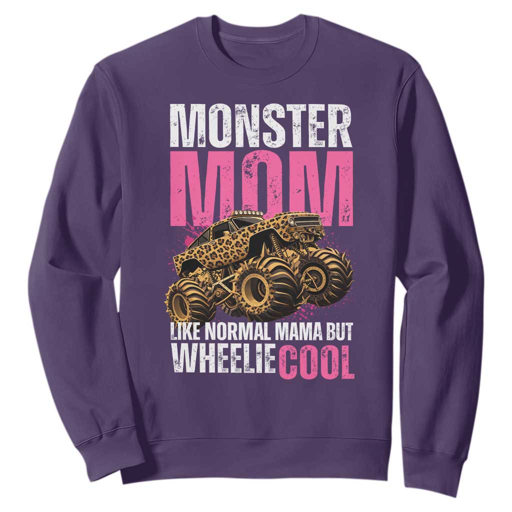 Monster Mom Like Normal Mama But Wheelie Cool Sweatshirt Monster Truck Mama TS11 Purple Print Your Wear