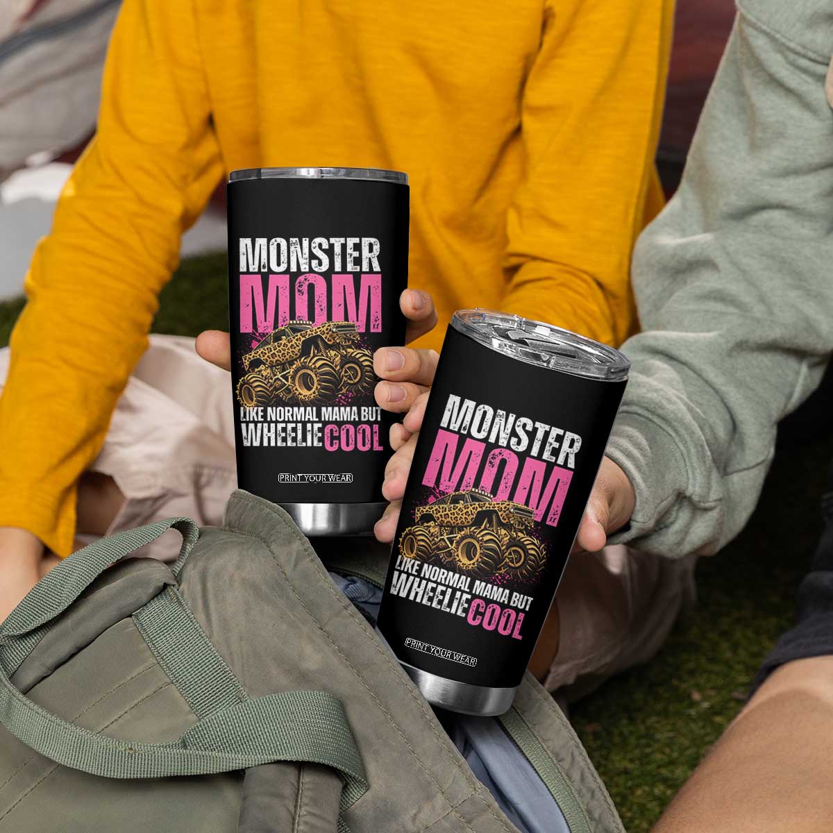 Monster Mom Like Normal Mama But Wheelie Cool Tumbler Cup Monster Truck Mama TS11 Print Your Wear