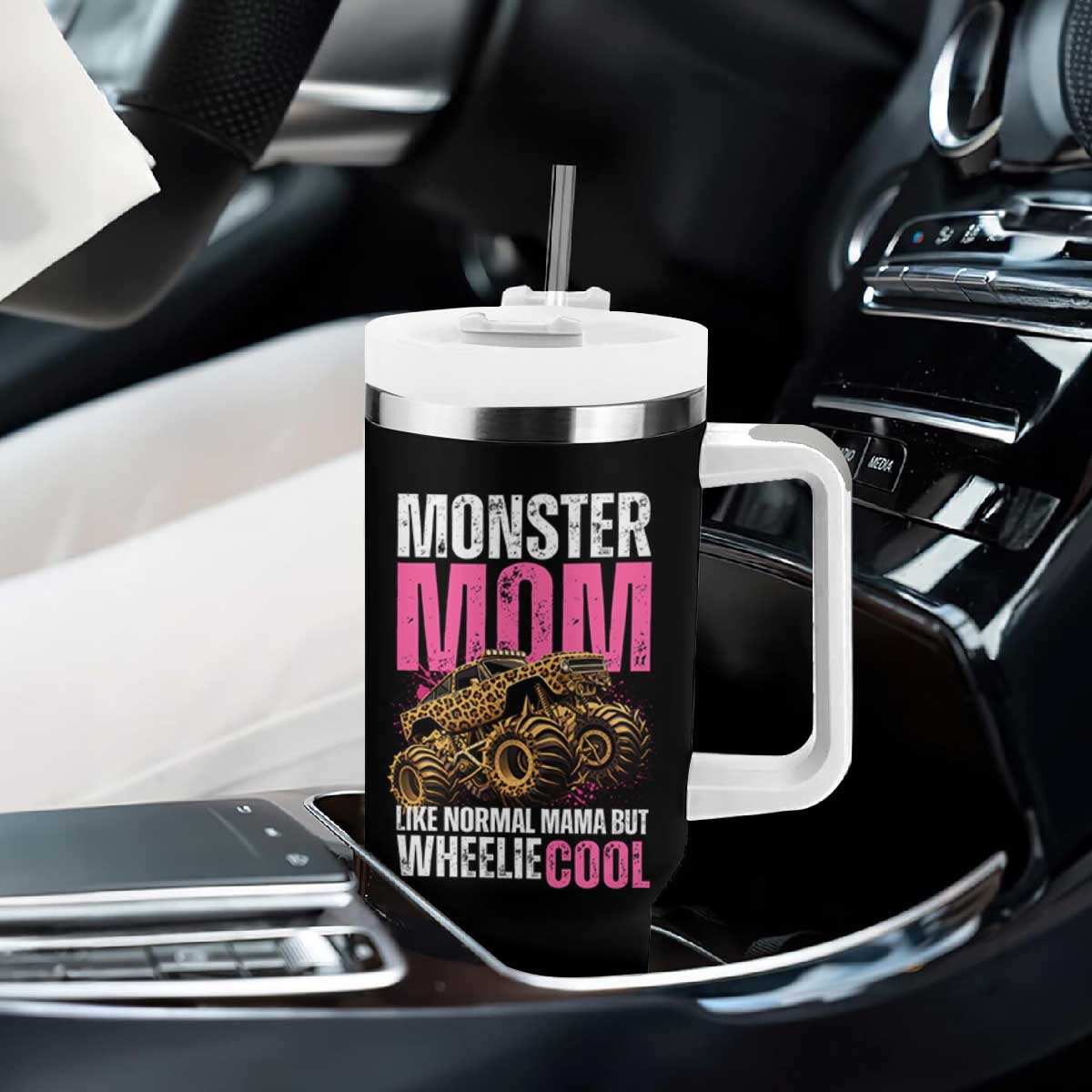 Monster Mom Like Normal Mama But Wheelie Cool Tumbler With Handle Monster Truck Mama TS11 Print Your Wear