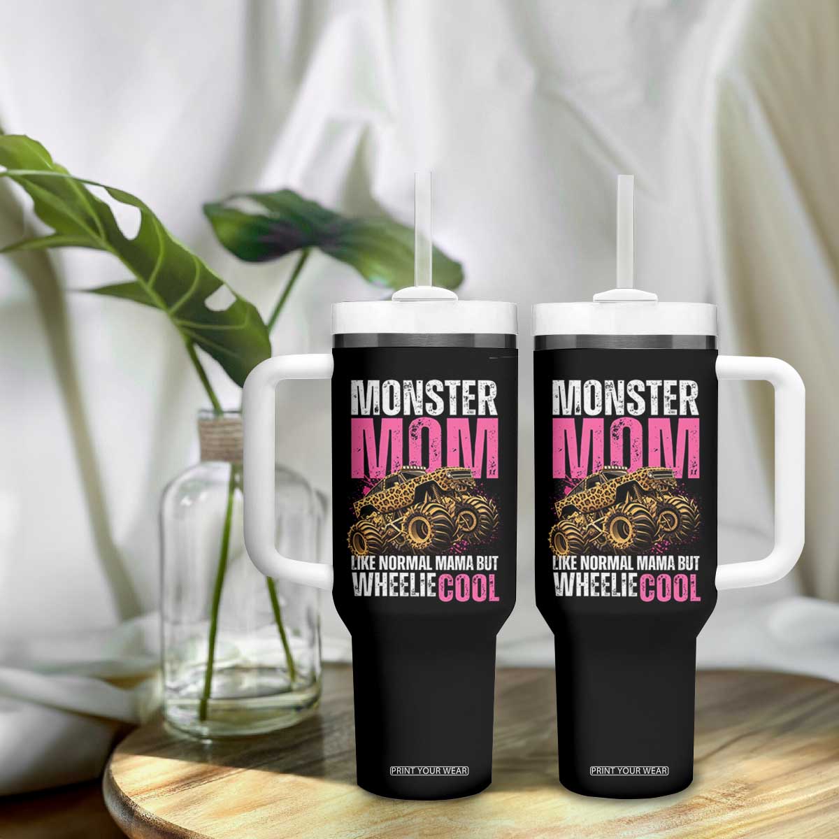 Monster Mom Like Normal Mama But Wheelie Cool Tumbler With Handle Monster Truck Mama TS11 Print Your Wear