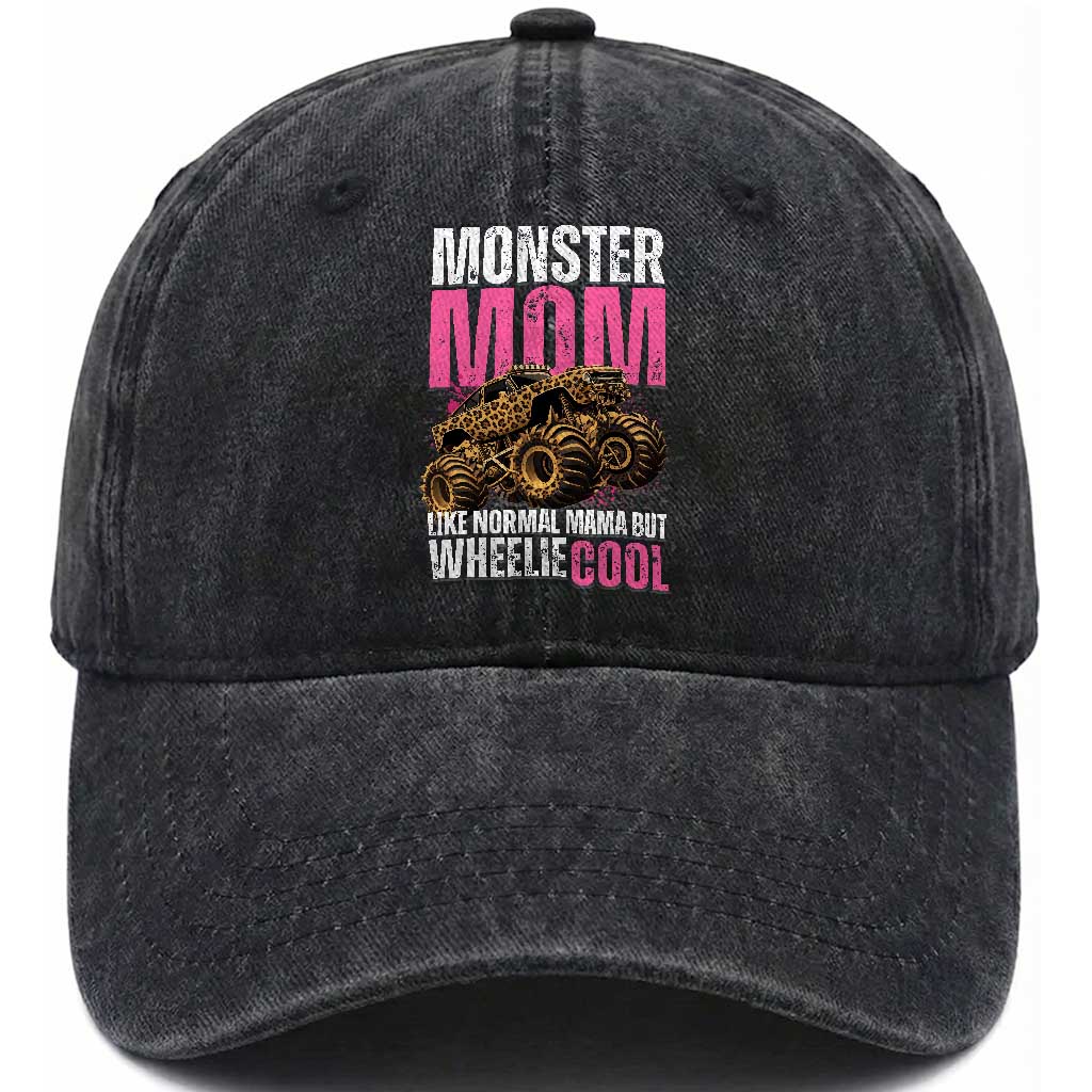 Monster Mom Like Normal Mama But Wheelie Cool Washed Cotton Baseball Cap Monster Truck Mama TS11 Print Your Wear