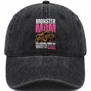 Monster Mom Like Normal Mama But Wheelie Cool Washed Cotton Baseball Cap Monster Truck Mama TS11 Print Your Wear