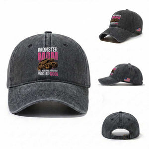 Monster Mom Like Normal Mama But Wheelie Cool Washed Cotton Baseball Cap Monster Truck Mama TS11 Washed Cap Universal Fit Dark Gray Print Your Wear