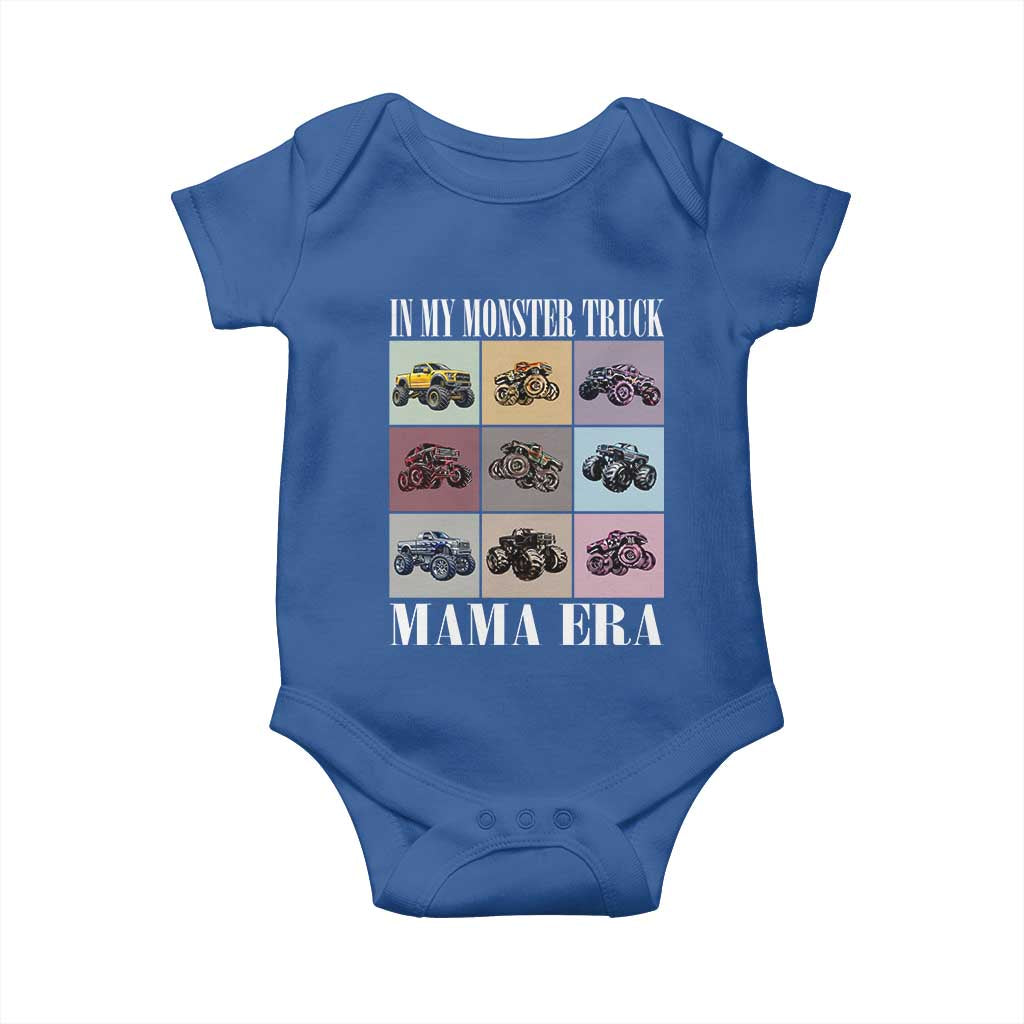 In My Monster Truck Mama Era Baby Onesie TS11 Royal Blue Print Your Wear