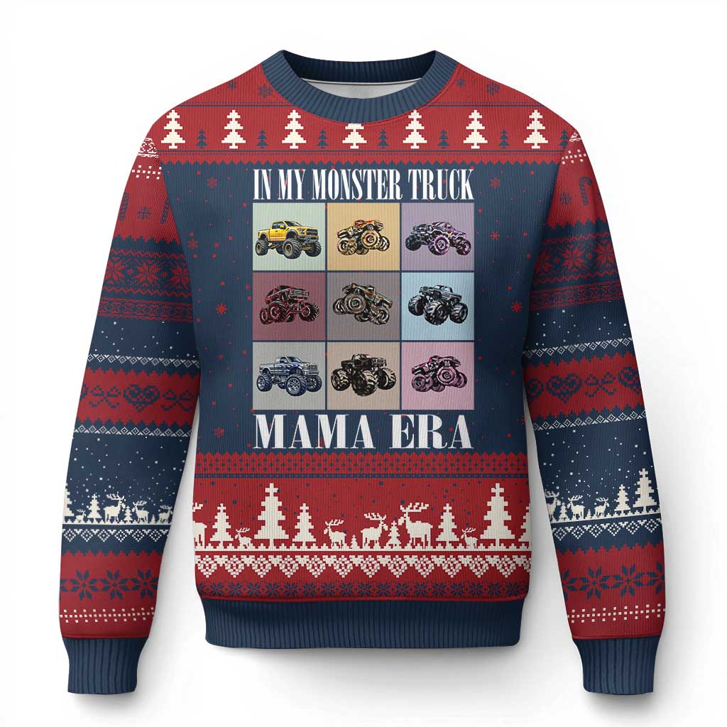 In My Monster Truck Mama Era Ugly Christmas Sweater TS11 Navy Red Print Your Wear
