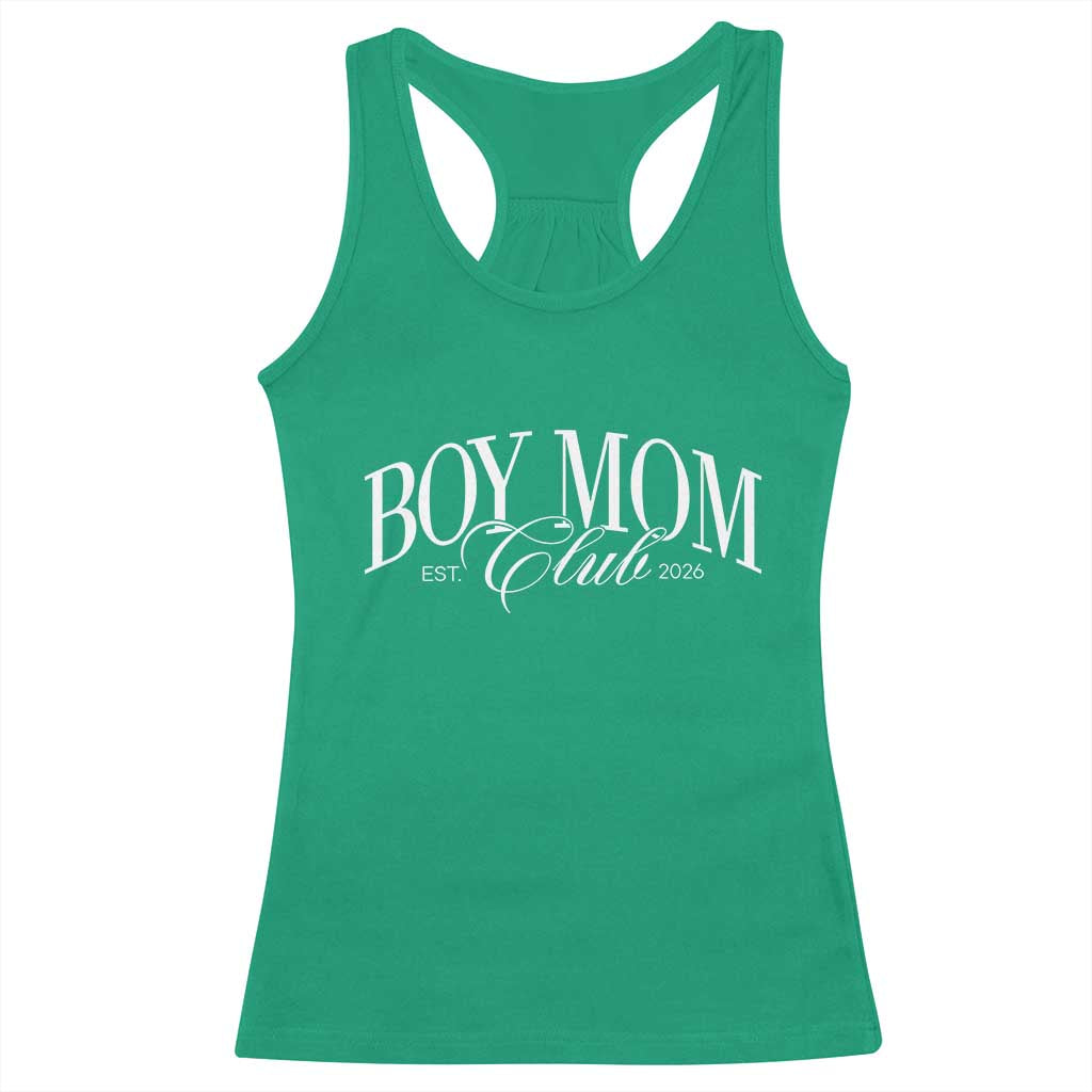 Boy Mom Club 2026 Racerback Tank Top Funny Mother's Day Gift TS11 Irish Green Print Your Wear