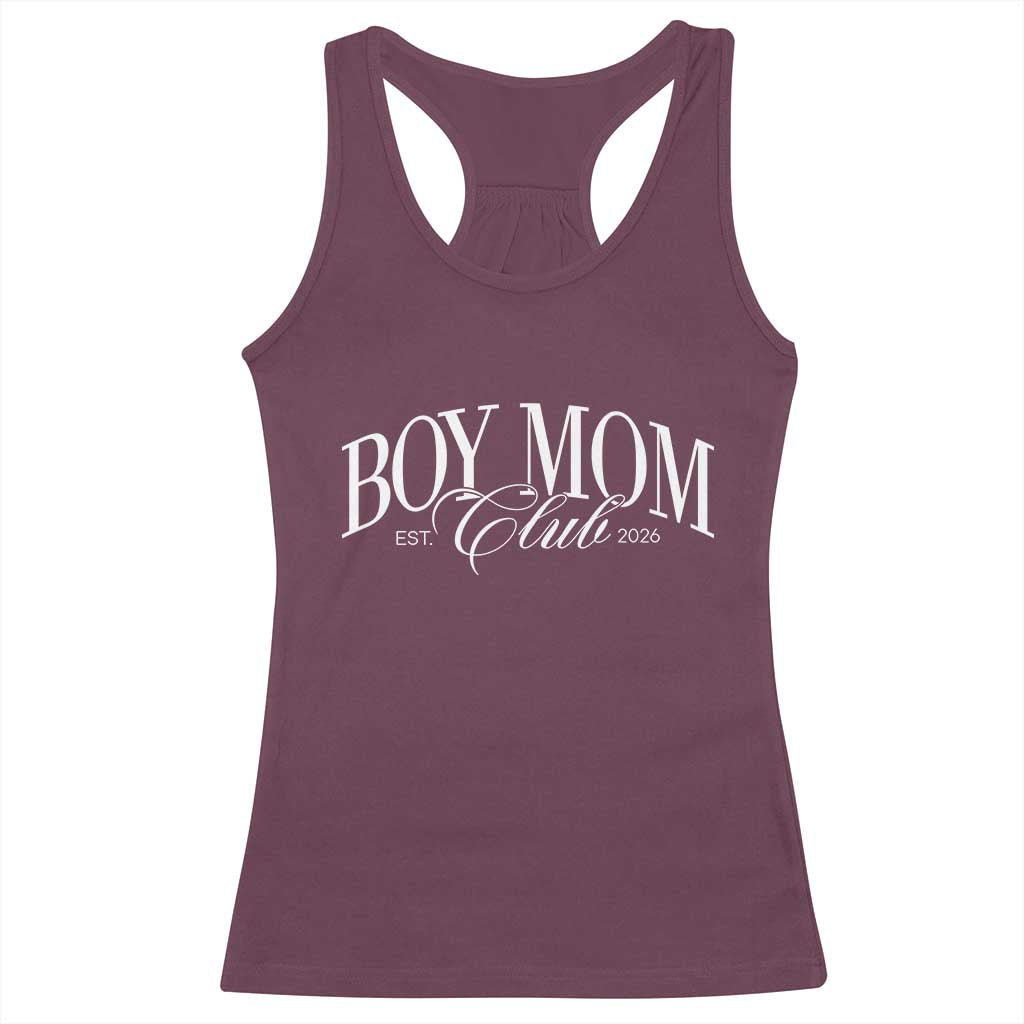 Boy Mom Club 2026 Racerback Tank Top Funny Mother's Day Gift TS11 Maroon Print Your Wear
