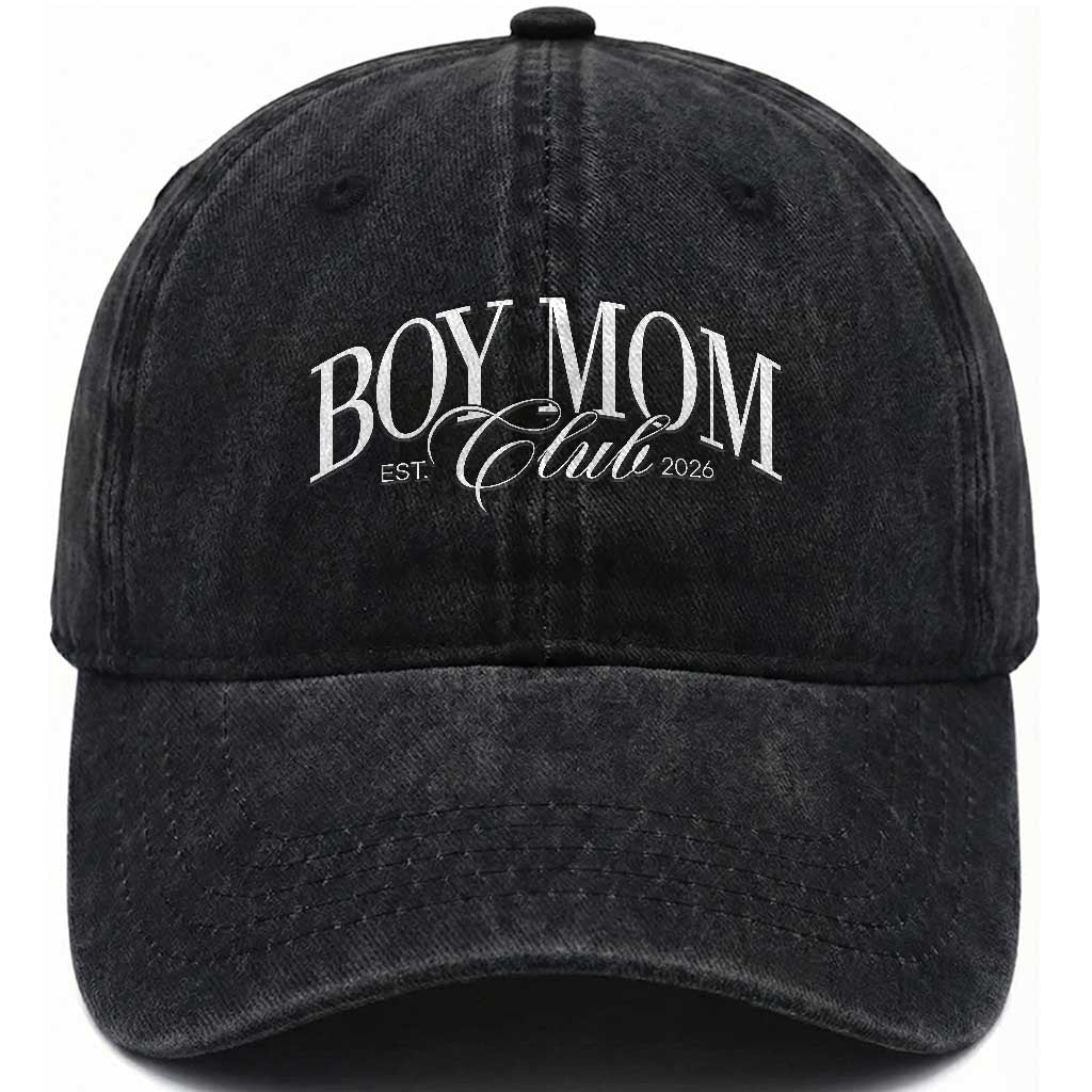 Boy Mom Club 2026 Washed Cotton Baseball Cap Funny Mother's Day Gift TS11 Print Your Wear