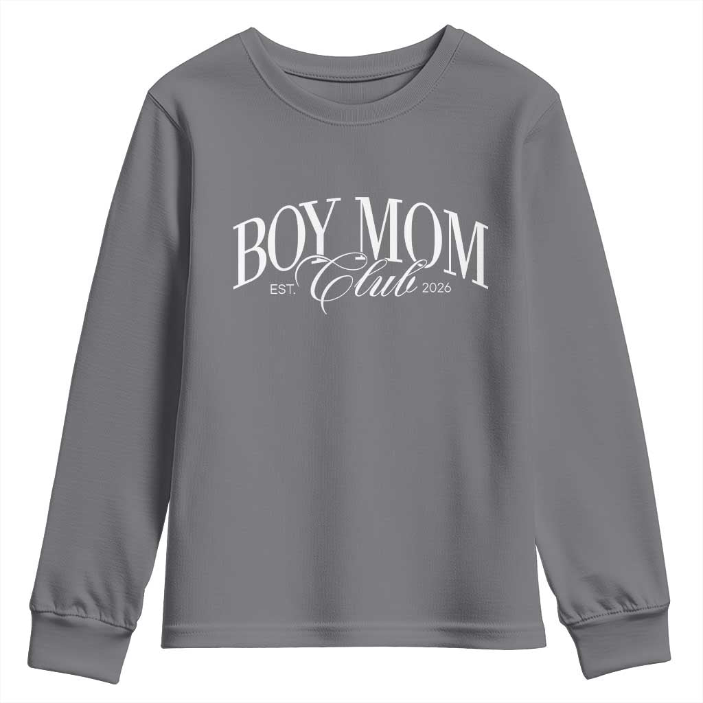 Boy Mom Club 2026 Youth Sweatshirt Funny Mother's Day Gift TS11 Charcoal Print Your Wear