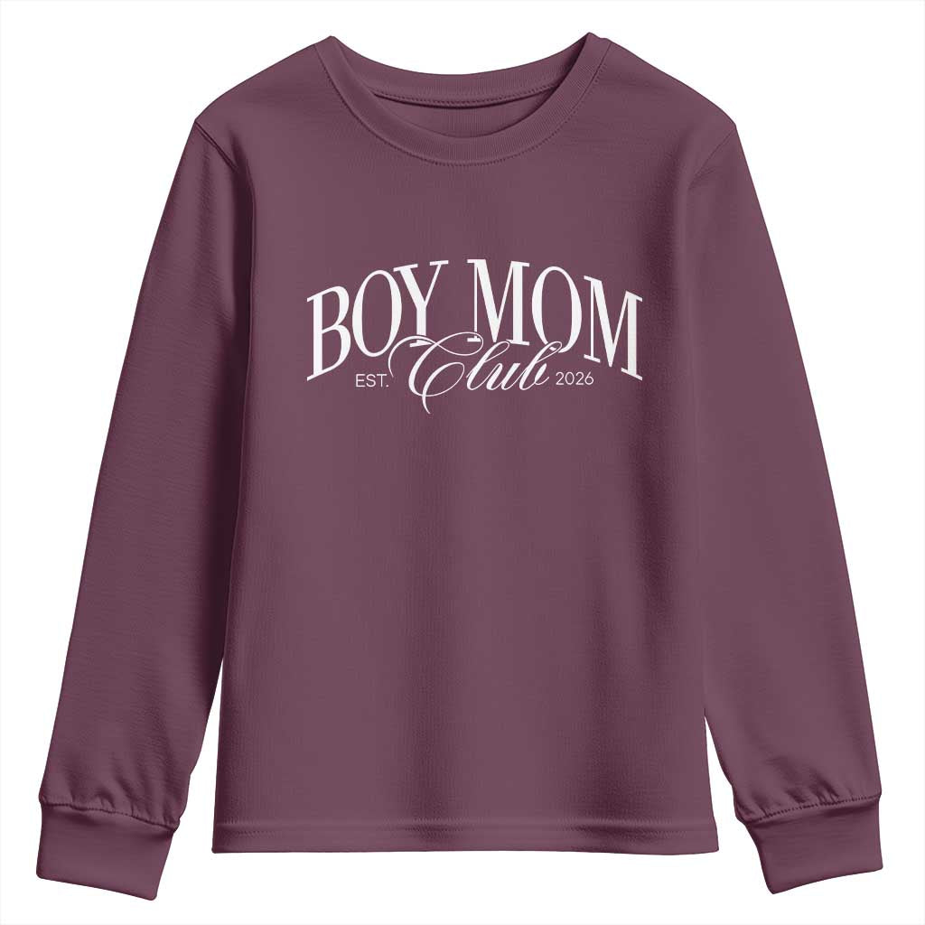 Boy Mom Club 2026 Youth Sweatshirt Funny Mother's Day Gift TS11 Maroon Print Your Wear