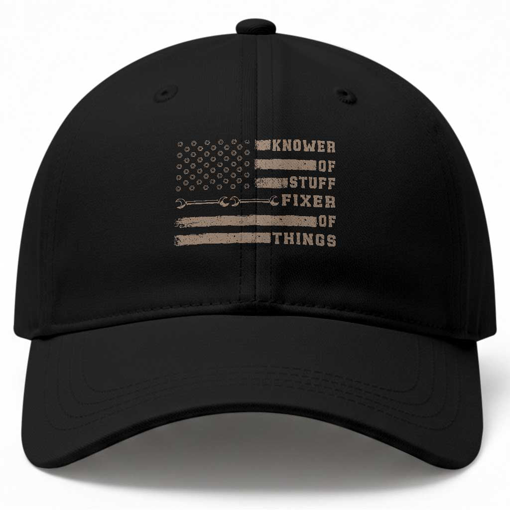 Knower Of Stuff Fixer Of Things Baseball Cap Funny Handyman Dad Husband Vintage American Flag TS11 Print Your Wear