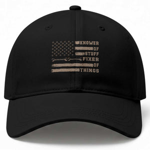 Knower Of Stuff Fixer Of Things Baseball Cap Funny Handyman Dad Husband Vintage American Flag TS11 Print Your Wear
