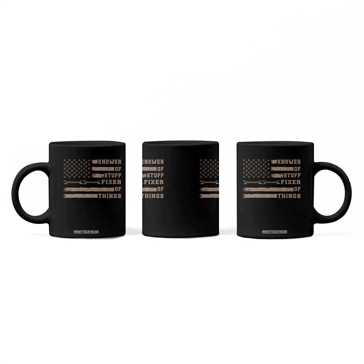 Knower Of Stuff Fixer Of Things Coffee Mug Funny Handyman Dad Husband Vintage American Flag TS11 Print Your Wear