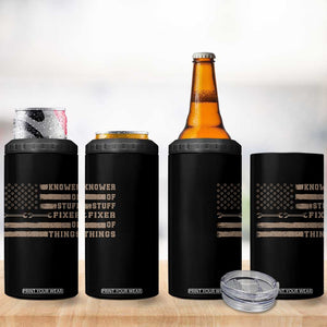 Knower Of Stuff Fixer Of Things 4 in 1 Can Cooler Tumbler Funny Handyman Dad Husband Vintage American Flag TS11 Print Your Wear