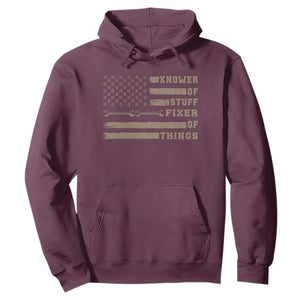 Knower Of Stuff Fixer Of Things Hoodie Funny Handyman Dad Husband Vintage American Flag TS11 Maroon Print Your Wear