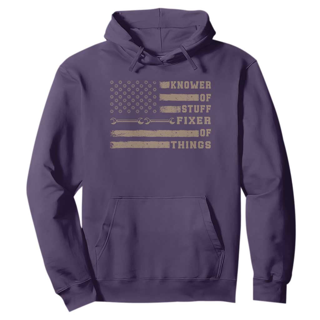 Knower Of Stuff Fixer Of Things Hoodie Funny Handyman Dad Husband Vintage American Flag TS11 Purple Print Your Wear