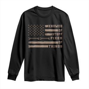 Knower Of Stuff Fixer Of Things Long Sleeve Shirt Funny Handyman Dad Husband Vintage American Flag TS11 Black Print Your Wear