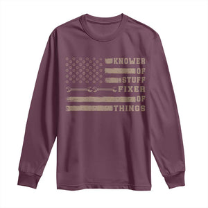 Knower Of Stuff Fixer Of Things Long Sleeve Shirt Funny Handyman Dad Husband Vintage American Flag TS11 Maroon Print Your Wear