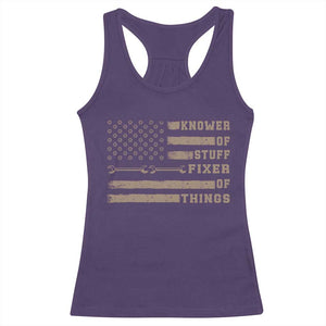 Knower Of Stuff Fixer Of Things Racerback Tank Top Funny Handyman Dad Husband Vintage American Flag TS11 Purple Print Your Wear