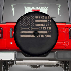 Knower Of Stuff Fixer Of Things Spare Tire Cover Funny Handyman Dad Husband Vintage American Flag TS11 Black Print Your Wear