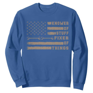 Knower Of Stuff Fixer Of Things Sweatshirt Funny Handyman Dad Husband Vintage American Flag TS11 Royal Blue Print Your Wear