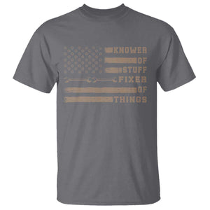 Knower Of Stuff Fixer Of Things T Shirt Funny Handyman Dad Husband Vintage American Flag TS11 Charcoal Print Your Wear