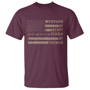 Knower Of Stuff Fixer Of Things T Shirt Funny Handyman Dad Husband Vintage American Flag TS11 Maroon Print Your Wear