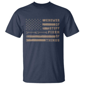 Knower Of Stuff Fixer Of Things T Shirt Funny Handyman Dad Husband Vintage American Flag TS11 Navy Print Your Wear