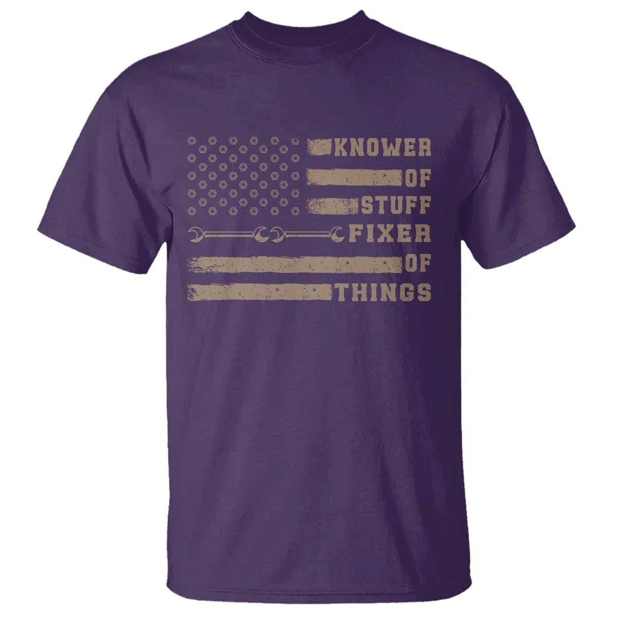 Knower Of Stuff Fixer Of Things T Shirt Funny Handyman Dad Husband Vintage American Flag TS11 Purple Print Your Wear