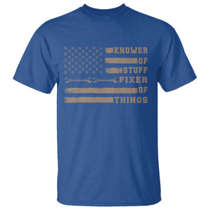 Knower Of Stuff Fixer Of Things T Shirt Funny Handyman Dad Husband Vintage American Flag TS11 Royal Blue Print Your Wear